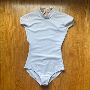 Mariia Crown Girls White Mock Neck Leotard